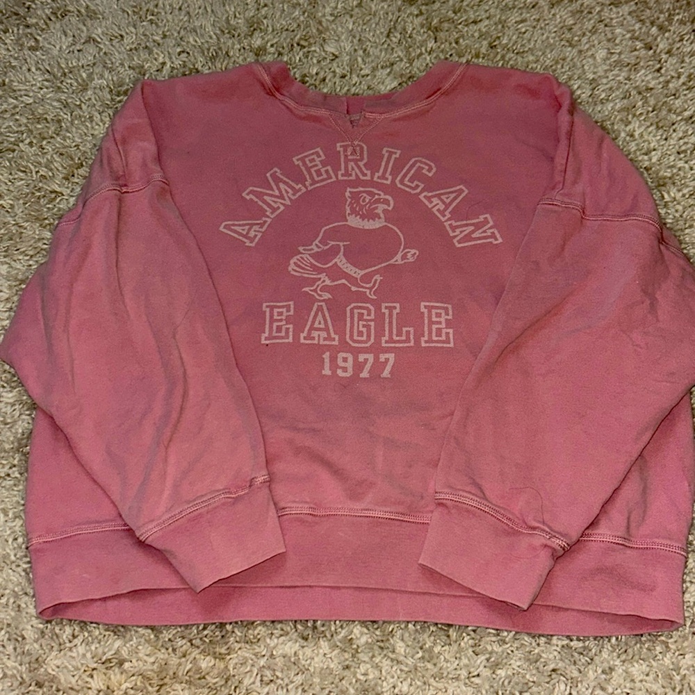 American Eagle Distressed Dusty Pink Crewneck for Women Size XL